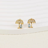 24K Gold-plated Umbrella Zircon Studs